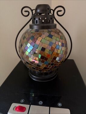 PartyLite Iridescent Mosaic Lantern with Bronze Finish